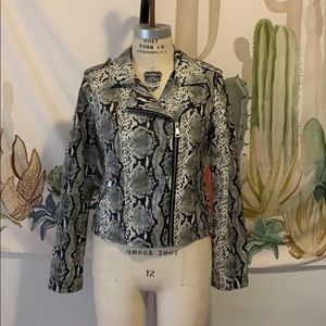 Faux Leather Snakeskin Jacket, M